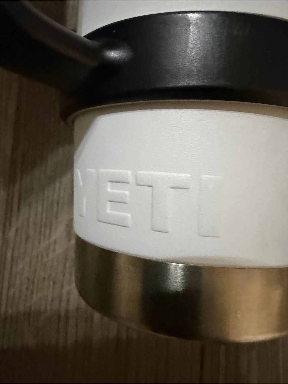 Yeti White Travel Mug with Black Handle and Bands - Picture 4 of 10